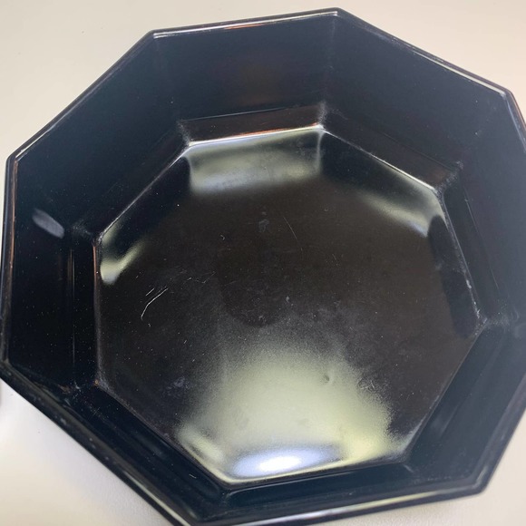 4 pc Set MCM Deco Arcoroc France Black Glass Octagon Mugs Bowls Arcopal Octime - Picture 9 of 14